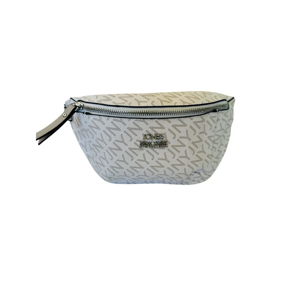 Jones New York Signature Fanny Bag Belt Off White Gray Front‎ & Back Zipper